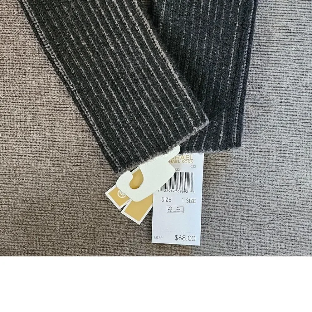 Michael Kors Women's Black 3-in-1 Plaited Fisherman Ribbed Mitten Gloves Size OS